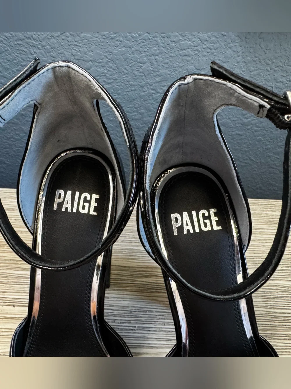 NEW!!! PAIGE Black Patent Platform Ankle-Strap Platforms